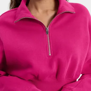 SheIn Fashion Quarter Zip Banded Bottom Cropped Sweatshirt Size M thumbnail 3