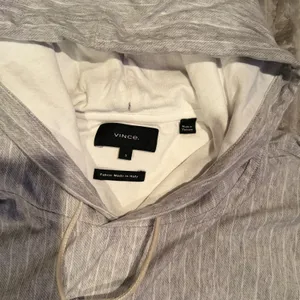 Vince Womens Grey White Striped Long Sleeve Pullover Hoodie Italian Fabric‎ S thumbnail 3