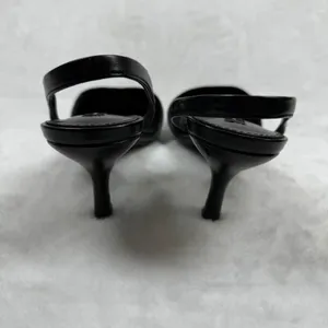 French Connection Womens Black Pointed Toe Slingback Kitten Heels Pumps Size 8.5 thumbnail 5