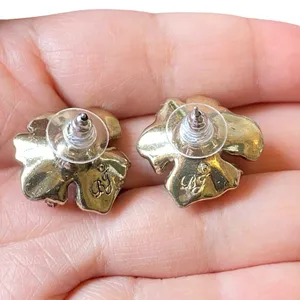 Betsey Johnson Blooming Flower Iridescent Rhinestone Blues Greens Earrings Fairy thumbnail 5