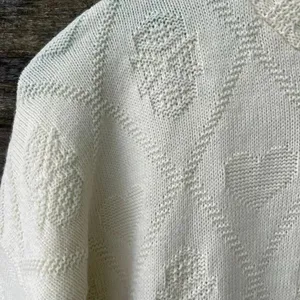 Vintage Dana Scott size M ivory heart embossed oversized sweater thumbnail 6