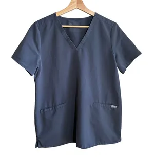 Figs casma gray scrubs top pockets women's size medium casual shirt nurse thumbnail 1