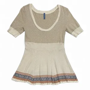 Free People Cream Fair Isle Fit & Flare Short Sleeve Knit Top Size XS thumbnail 14