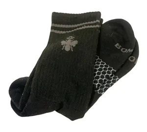 Unisex Bombas Size Large‎ Crew Calf Socks Black & Grey NEW thumbnail 1