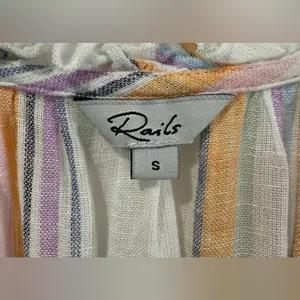 Rails Linen Amellia Dress Merida Stripe Linen Blend‎ Tiered Midi Boho Small $228 thumbnail 6