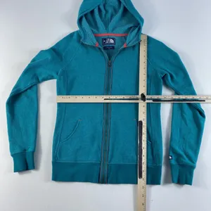 The North‎ Face Full Zip Jacket Women's XS Hooded Sweater Sweatshirt Teal Ladies thumbnail 7