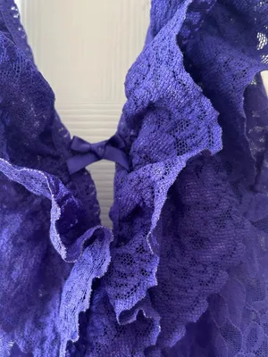 Victorias Secret The Lacie Sheer Lace Halter Babydoll Lingerie Purple Size Small thumbnail 8