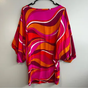 NWT Trina Turk Vivid Vista Pink/Orange Cover Up Mini Swim Tunic Dress Size Small thumbnail 6