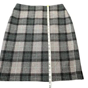 Talbots Grey Black Teal Plaid Pencil Skirt Lined Size 8 Knee Length Professional thumbnail 9