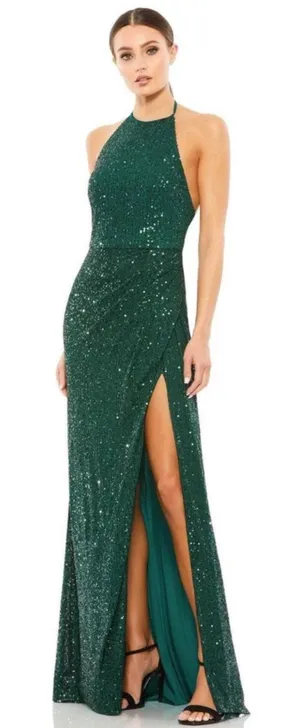 Mac Duggal 26622 Sequined Halter Neck Emerald Green Gown, NEW, Size 10 MSRP $398 thumbnail 1