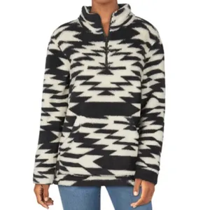 Natural Reflections Geometric Print Sherpa Pullover Quarter Zip Sweater thumbnail 9