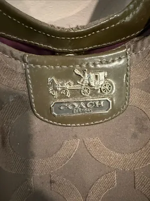 Coach Signature Shoulder Bag in Brown and Dark Olive Trim thumbnail 2