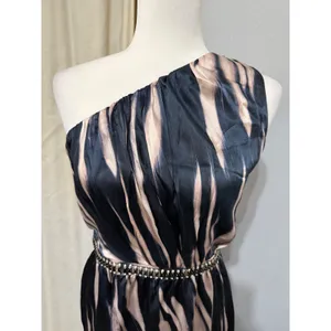 Marciano Los Angeles One Shoulder Maxi Dress Size S Navy Champagne Grecian‎ Slit thumbnail 2