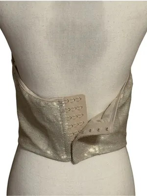 Zara Cream Sequin Sleeveless Corset Crop Top NWT thumbnail 5
