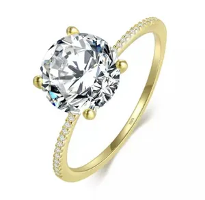 Sterling Silver SIZE 5 18kt Gold Plated 925 3Ct Engagement Wedding Ring thumbnail 1