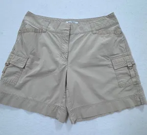White House Black Market Tan Cargo Shorts Womens 8 Khaki Utility Stretch Cotton thumbnail 1
