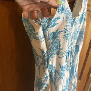 Joie White Midi linen blend beach Dress with Blue Botanical Print Size 6 thumbnail 8