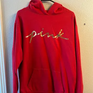 PINK from Victoria’s Secret Red and Gold Hoodie Size Large thumbnail 1