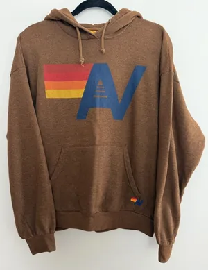 Aviator Nation Logo Pullover‎ Relaxed Hoodie Chocolate Size Small thumbnail 1