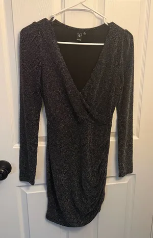 Windsor Black Metallic Ruched Mini Dress thumbnail 1