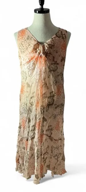 Holly Maternity Sheer Silk Floral Print‎ Peach Maxi Dress Maternity Cottagecore thumbnail 1