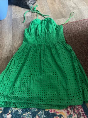 The shirt Rochelle Behrens Ashby Sleeveless Eyelet Halter Sundress - Green thumbnail 1