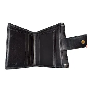 Coach Black Signature Canvas/Leather‎ Compact Flat Wallet thumbnail 5