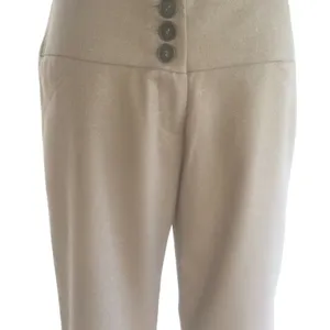 Cache Crop Gold Metallic Pant 3" Wide Waist Self Belt Stretch New $118 NWT Sz 8 thumbnail 6