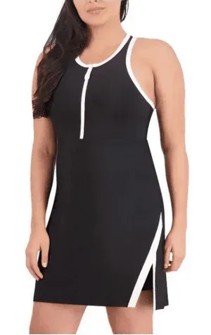 SA-E3 Collective Black Racerback Tank Dress with White Trim thumbnail 1