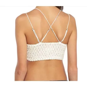 Free People FP One Lace Bralette White Crochet Strappy Boho Top Size L (Flawed) thumbnail 2