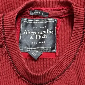Y2K Abercrombie & Fitch Red Muscle Thermal Waffle Knit Extra Long Sleeve M‎ thumbnail 7