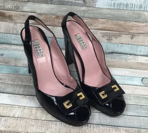 Isaac Mizrahi Black Patent Leather Slingbacks thumbnail 1