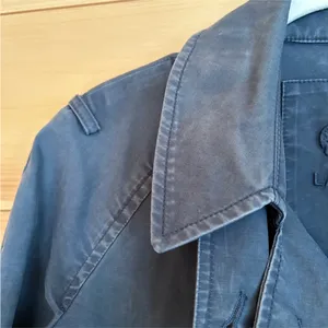 LACOSTE Navy Blue Cropped Waxed Canvas Trench Coat Utility Jacket Sz 40 thumbnail 5