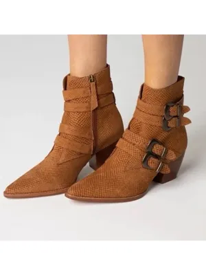 Matisse • Harvey Multi-Strap Boot embossed leather buckle tan western ankle thumbnail 6