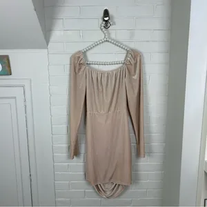 Altar’d State Nude Velvet Shimmer Body-con Long Sleeve Dress Size M thumbnail 6