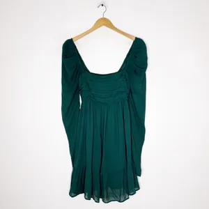 Abercrombie & Fitch Green Ruched Babydoll Mini Dress Small Tall thumbnail 4
