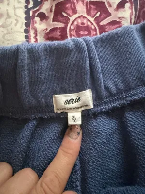 aerie Blue High-Waist Pull-On Lounge Shorts thumbnail 2