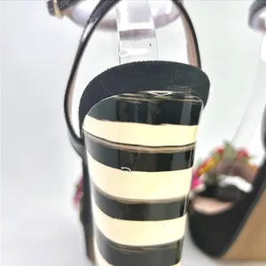 Betsey Johnson Carra Platform Heels Size 9 Black Floral Striped Cocktail Sandals thumbnail 11