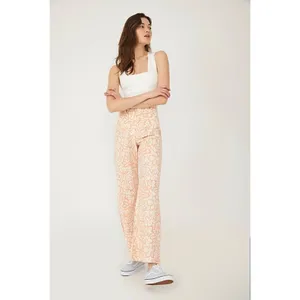 Free People Love So Right Wide Leg Pants Peach Floral Size 8 Boho Coastal Resort thumbnail 2