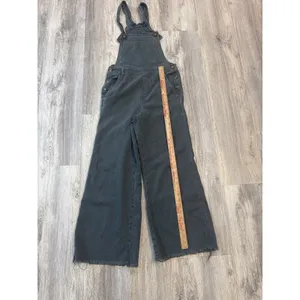 Aerie Womens Wide Leg Overalls Charcoal Gray Raw Hem Denim Size‎ Small thumbnail 6
