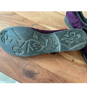 T.U.K. 10 purple crushed velvet Mary Jane flats shoes womens thumbnail 5