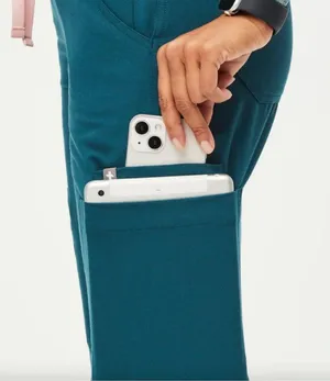 Womens New Figs High Waisted Yola W Yoga Scrub Pants Caribbean Blue 5XLR thumbnail 5
