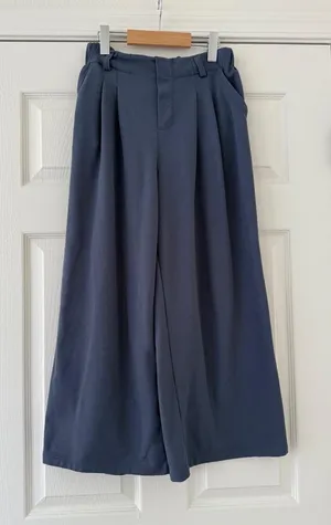 Halara Blue Waffle Knit Pants short small 22” inseam thumbnail 1