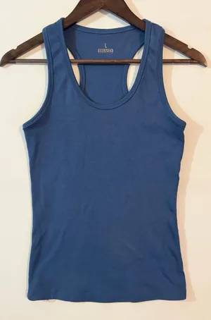 BLVD Ribbed Racerback Tank – Large - Steel/Slate Blue thumbnail 1