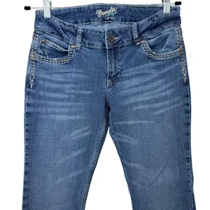Wrangler Sadie Retro Embroidered Mid Rise Western Denim Bootcut Jeans 7x32 thumbnail 4