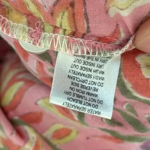 Sur La Vague 100% Cotton Pink Green Floral Blouse Size One Size thumbnail 6