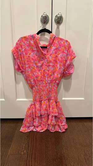 Pookie & Sebastian Reset by Jane Fran floral smocked mini dress in size small thumbnail 5
