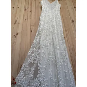 NWOT Lulus Everlasting Passion White Sequin Beaded Backless Maxi Dress Bride M thumbnail 9