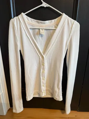 We The Free Ivory Button-Front Long Sleeve Top thumbnail 2
