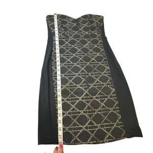 Aqua Black Geometric Jacquard Strapless‎ Sheath Dress Size S thumbnail 5